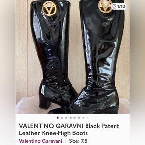 Valentino Garavani Shiny Black Over the Knee Boots